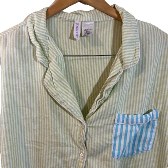 Joyspun Striped Pajama Top Plus Size 2X Front Pocket Short Sleeves Multicolor - Picture 3 of 5
